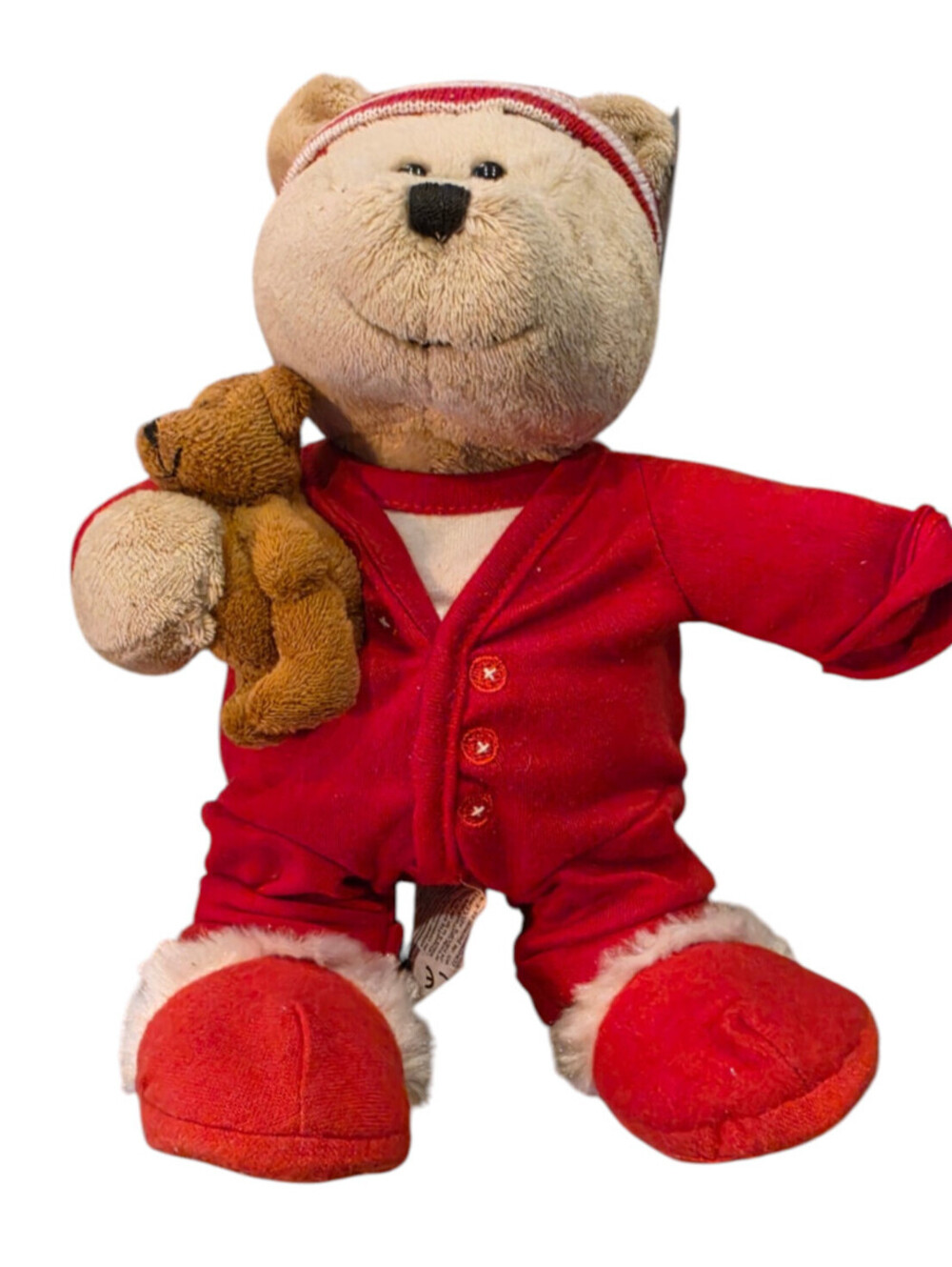 Starbucks Bearista Plush Teddy Bear Red Outfit Hat Beige White 2007 Holiday
